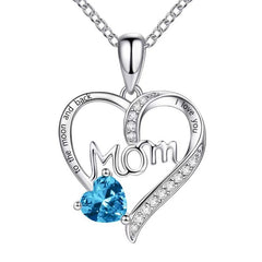 Heart-shaped Engraved Rhinestone Necklace for Mom