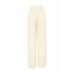 Pleated Blouse Wide Leg Pants Women Trousers Elegant Casual Palazzo Pants Elastic High Waist Ruched Pants Ladies 2 Pieces Set