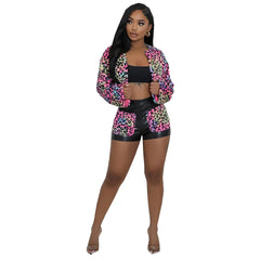 Open navel hollow warm short set of two pieces