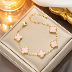 13mm double-sided clover set necklace bracelet women's set