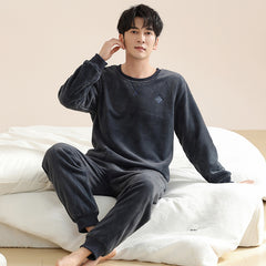 Men's Home Clothes Set with Thick Sleepwear Hoods