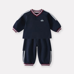 Toddler Ribbon Sport Suit for Boys, Letter Print Top with Casual Pants