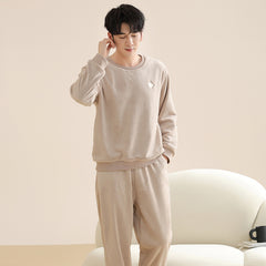 Men's Home Clothes Set with Thick Sleepwear Hoods