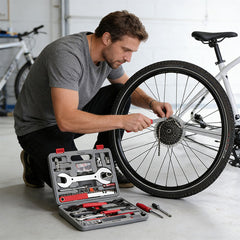 Complete 44-Piece Bicycle Repair Kit – Essential Tools for Chain, Crank, Freewheel, and Multi-Purpose Bike Key Repairs