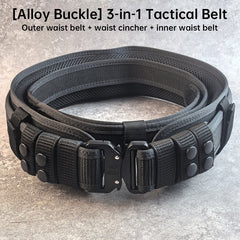 Tactical Alloy Buckle Belt - Black Multifunctional Outdoor Belt for Men, Extended Training Belt