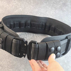 Tactical Alloy Buckle Belt - Black Multifunctional Outdoor Belt for Men, Extended Training Belt