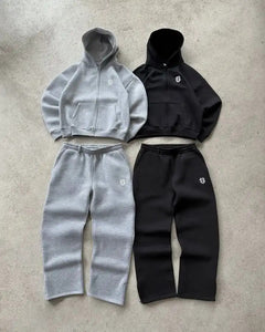 embroidered zip hoodie pants casual long pants high street hip-hop rap street style unisex sweatpants