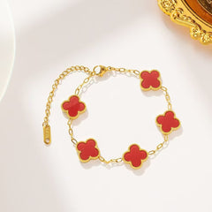 13mm double-sided clover set necklace bracelet women's set