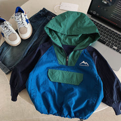 Hooded casual jacket baby contrasting pullover