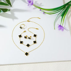 13mm double-sided clover set necklace bracelet women's set