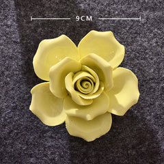 Ceramic 3D Wall Flowers - Hand-Painted Peony, Rose & Camellia Wall Decor for Wedding & Gift