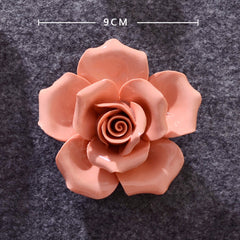 Ceramic 3D Wall Flowers - Hand-Painted Peony, Rose & Camellia Wall Decor for Wedding & Gift