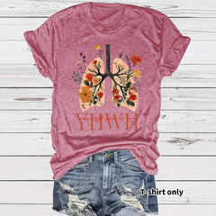 Floral Christian faith pattern round neck loose short sleeved shirt