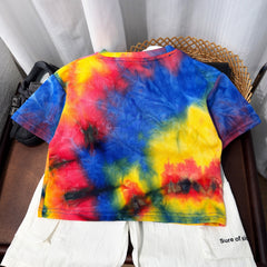 Boy's Tie-Dye Short Sleeve Outfit Set, Lightweight Two-Piece for Kids