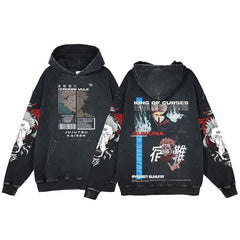 American style retro washed hoodie with men and women's spells returning to the anime station. Five pieces of enlightenment hoodie made from old clothes, wax dyed
