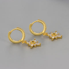 Diamond studded octagonal star ear clasp