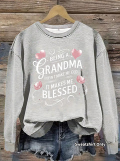 Grandma wishes printed casual long sleeved hoodie