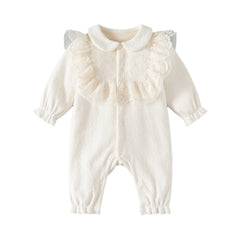 Baby Warm Fleece Outfit Newborn Baby Clothes Girls' Full Moon First Birthday Romper Princess  Bodysuit