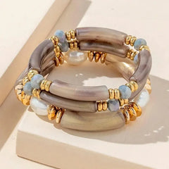 New Chinese style natural freshwater pearl acrylic bracelet set of three pieces