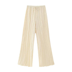 New Women Two Pieces Sets Fashion Asymmetric Halter Top Women Suit Casual Ruched Long Pants Set Womens Outfits