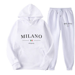 International  Hoodie and Sweatpants Set for Men and Women, Casual Fleece-lined Hooded Sweatsuit, Foreign Trade Print