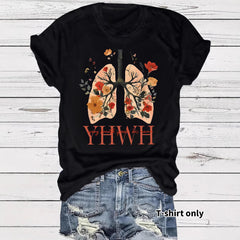 Floral Christian faith pattern round neck loose short sleeved shirt