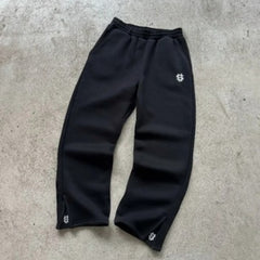 embroidered zip hoodie pants casual long pants high street hip-hop rap street style unisex sweatpants