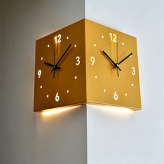 Nordic Dual‑Glow Corner Clock, Silent LED Wall Clock, Modern Minimalist Home Decor for Living Room Bedroom