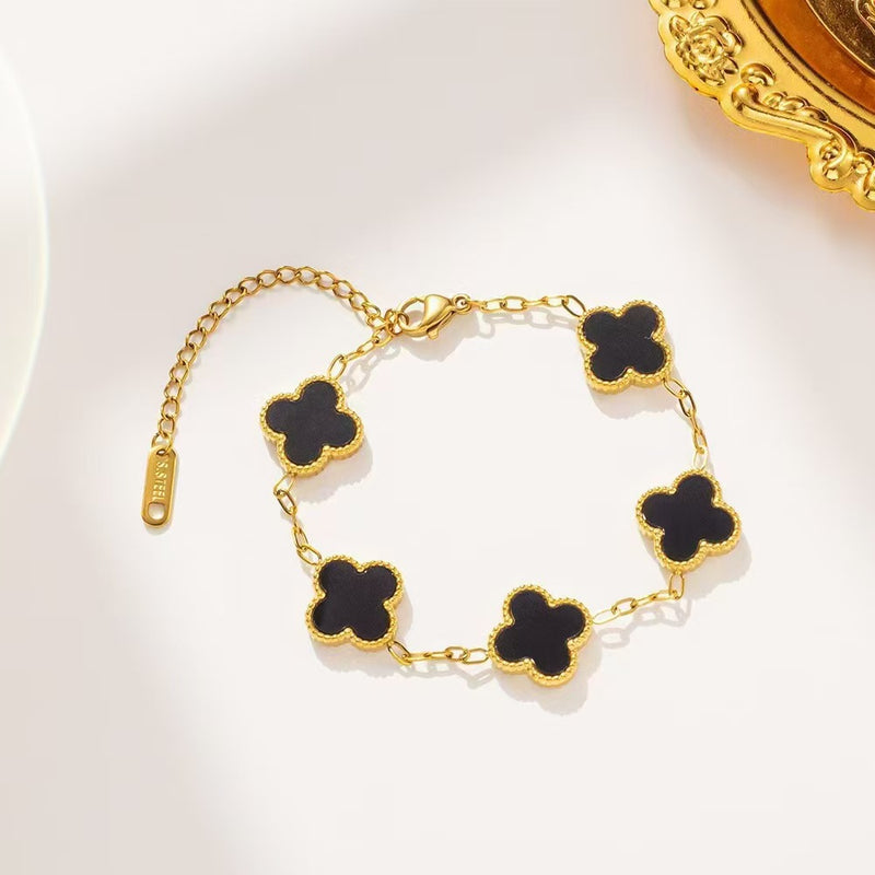 13mm double-sided clover set necklace bracelet women's set