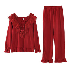 Pajamas for men and women in spring and autumn pure cotton couple wedding celebration home clothes