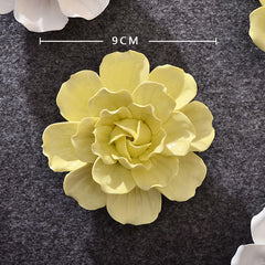 Ceramic 3D Wall Flowers - Hand-Painted Peony, Rose & Camellia Wall Decor for Wedding & Gift
