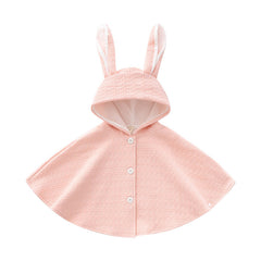 Children's Cloak with Bunny Ears, Cute Baby Poncho, Adorable Girls' Shawl, Toddler Outerwear Coat