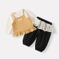 Polka Dot Sleeveless Simple Layering Basic Set 3-Piece Toddler Outfit