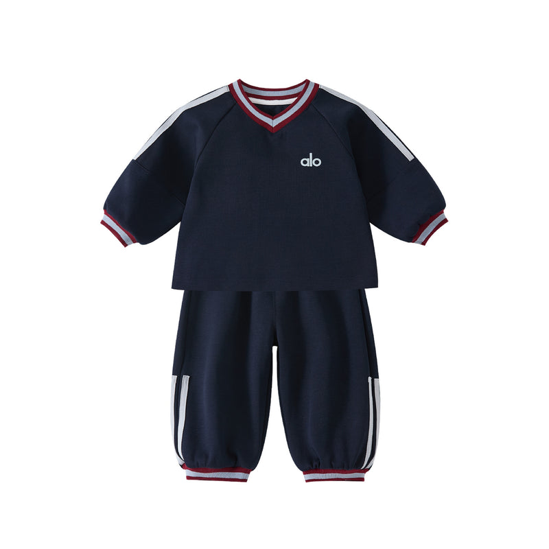 Toddler Ribbon Sport Suit for Boys, Letter Print Top with Casual Pants