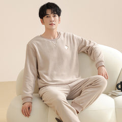 Men's Home Clothes Set with Thick Sleepwear Hoods