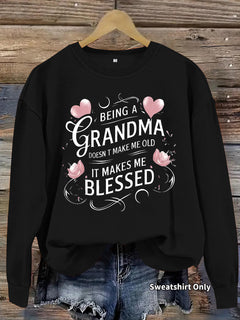 Grandma wishes printed casual long sleeved hoodie