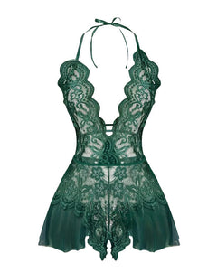 Sexy lingerie with transparent lace and seductive jumpsuit for women