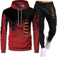 Sets Tracksuit Men Autumn Winter Hooded Sweatshirt Drawstring Outfit Sportswear  Two Piece Set
