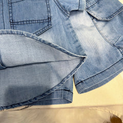 Boy's  Lightweight Denim Outfit Set, Casual Cargo Two-Piece Set with Gradient Short Sleeve