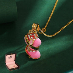 Diamond inlaid crystal zircon diamond chain pink