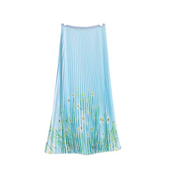 2 Pieces Set Designer Long Sleeves Thin Tops High Waist Fold Skirts Female Clothing