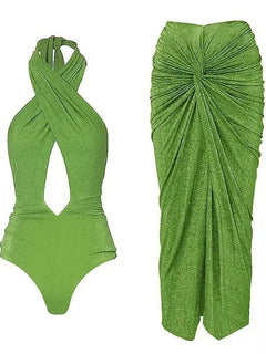 New Women's swimsuit set Vacation One Piece Cover Up Swimwear Beachwear Bathing Suit Monokini Women bikinis sets two-pieces