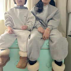 Versatile pullover+long pants fleece two-piece set