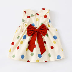 Children's Dot Print Butterfly Backless Dress for Toddler Girls