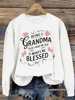 Grandma wishes printed casual long sleeved hoodie