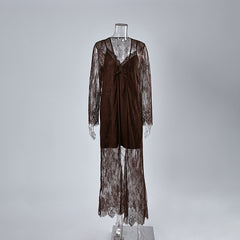 Sexy Women's Satin Lace Nightdress with StrapsElegant Sleepwear