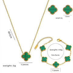 13mm double-sided clover set necklace bracelet women's set