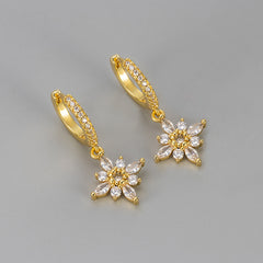 Diamond studded octagonal star ear clasp