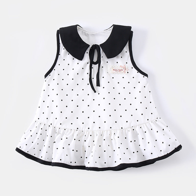 Cute Cartoon Polka Dot Sleeveless Dress for Toddler Girls