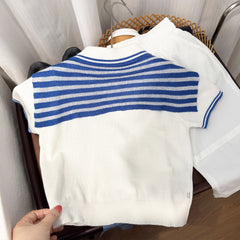 Casual Two-Piece Set for Boys, Lightweight Short Sleeve with Shawl Collar